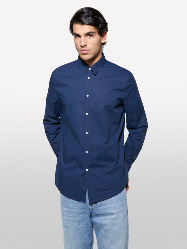 Blue printed slim fit shirt - men's slim fit shirts | Sisley