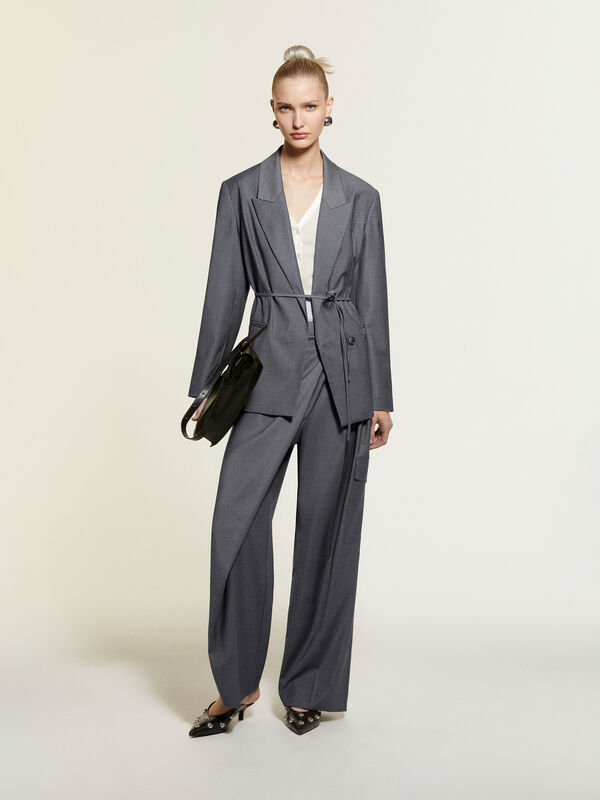 Gray blazer with buckle - women's blazers | Sisley