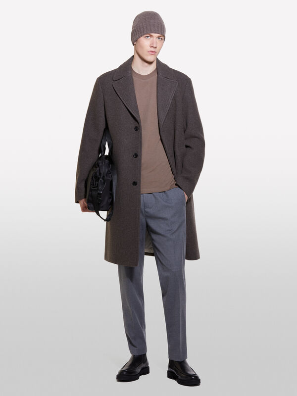 Brown 100% organic cotton t-shirt with print - men's short sleeve t-shirts | Sisley