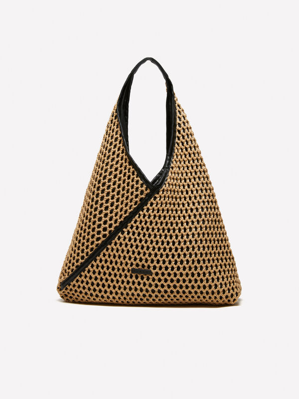 Beige maxi crochet look bag  - women's tote bags | Sisley