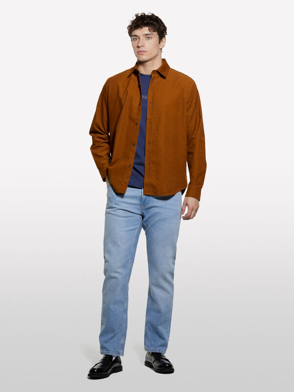 Brown corduroy shirt - men's regular fit shirts | Sisley