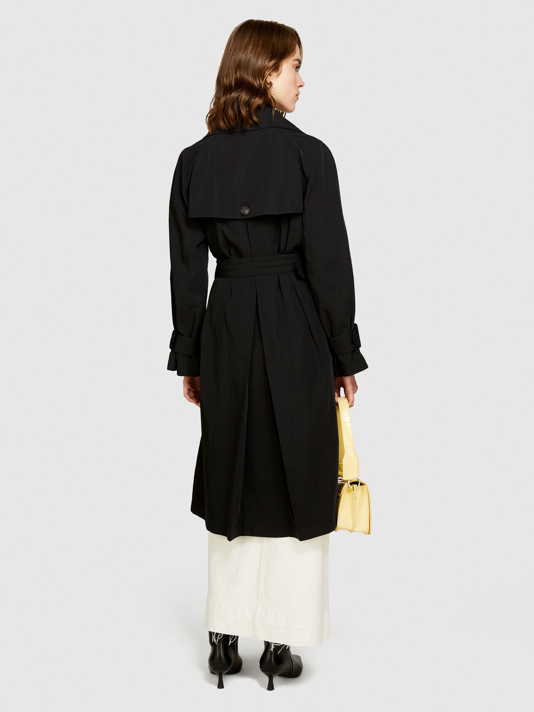 Glossy trench shop coat