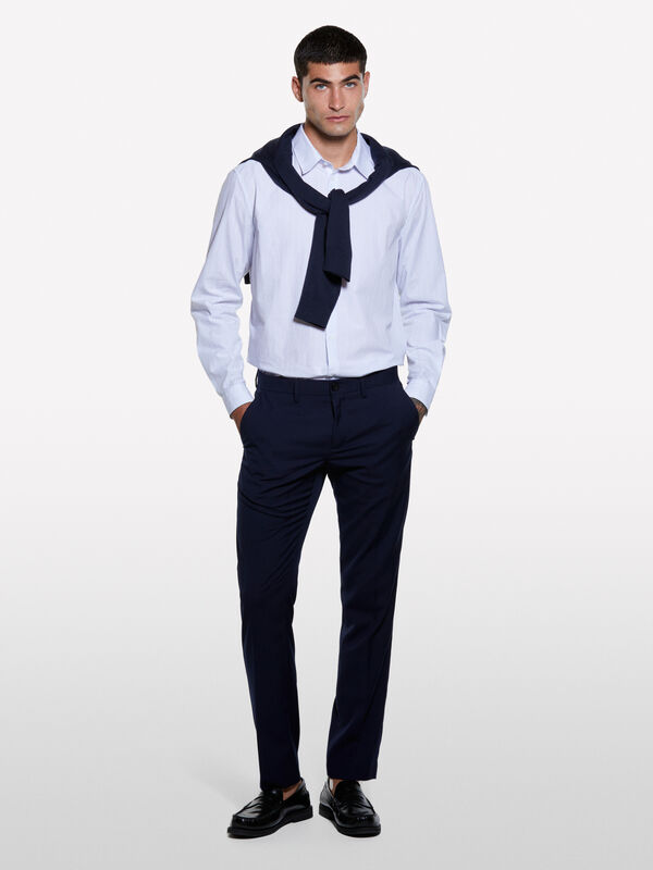 White yarn dyed shirt  - men's regular fit shirts | Sisley