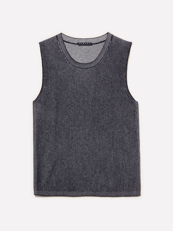 Gray knit vest - women's crew neck sweaters | Sisley
