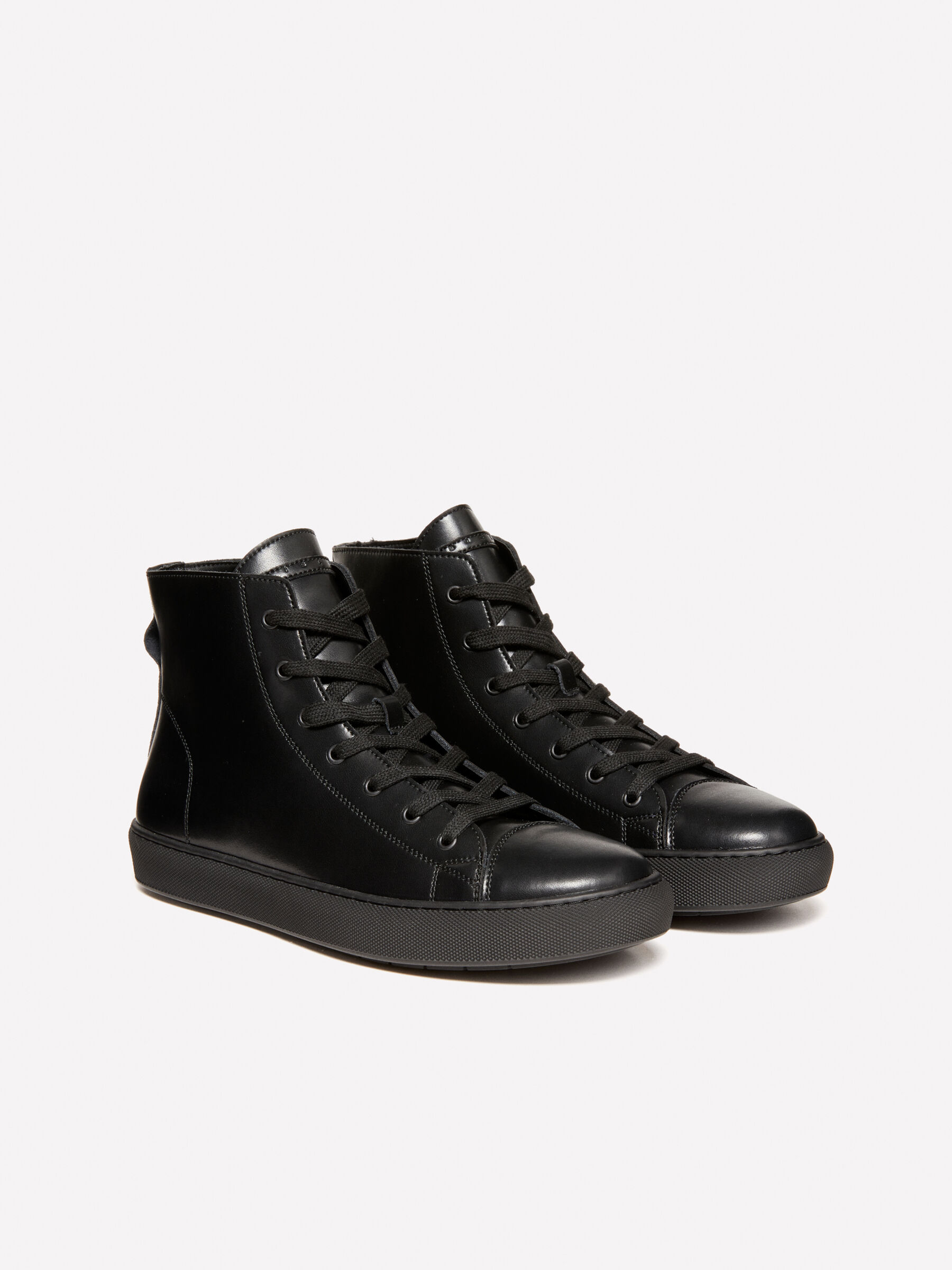Black leather sneakers high top 2025