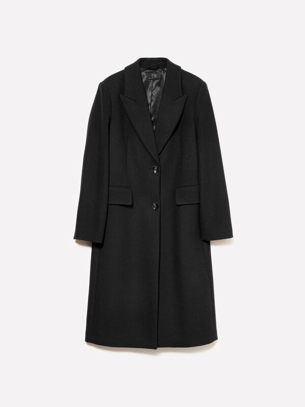 Black single-breasted coat - women's coats | Sisley