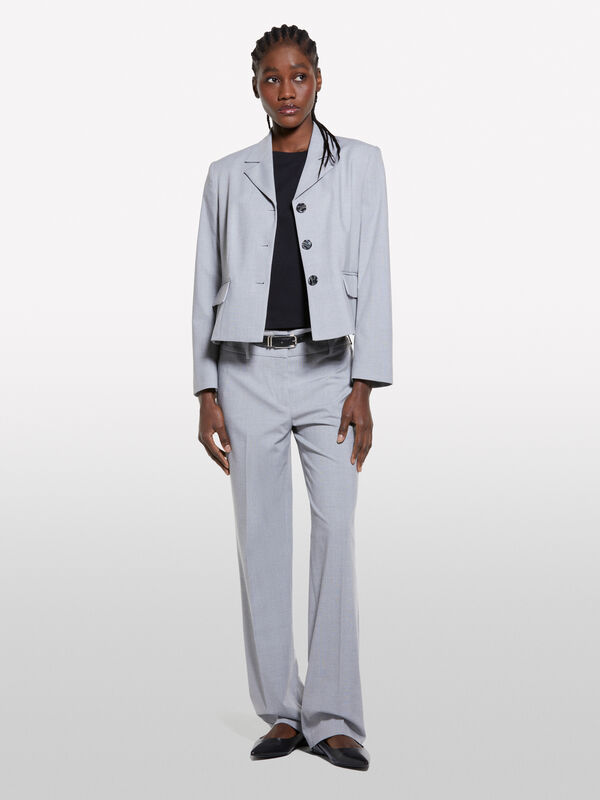 Light gray yarn-dyed trousers - women's regular fit trousers | Sisley
