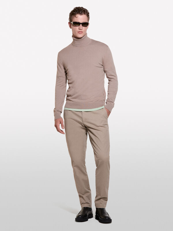 Dove gray slim fit chinos - men's slim fit trousers | Sisley