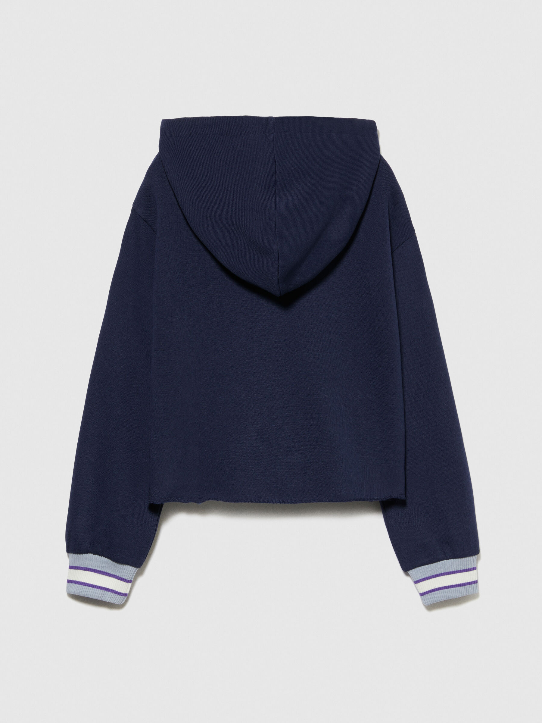 Cropped hoodie with embroidery Dark Blue Sisley