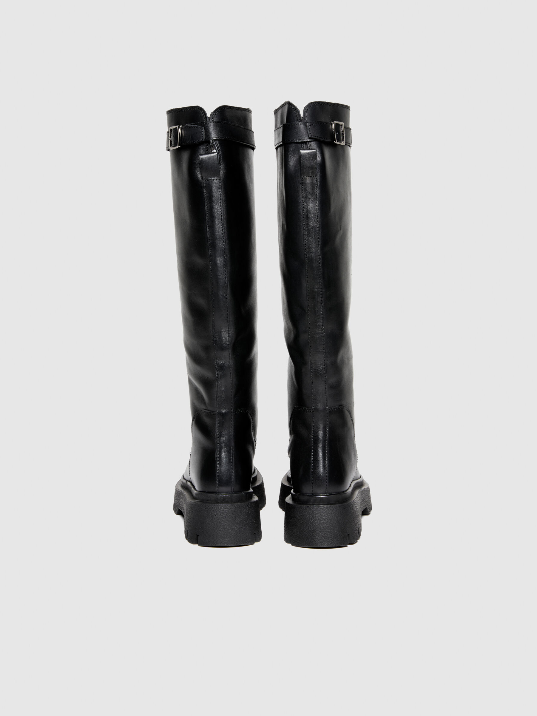 Leather boots with chunky soles