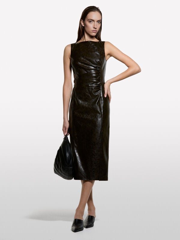 Blurred look sheath dress - women's midi dresses | Sisley