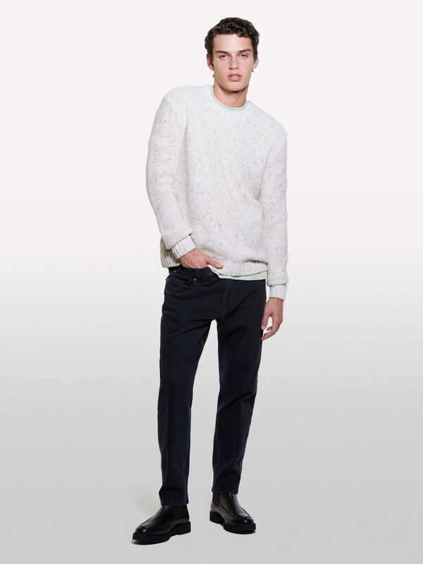 Beige regular fit sweater - men's crew neck sweaters | Sisley