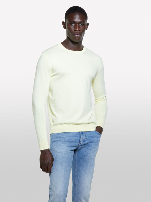 Solid yellow sweater - men's crew neck sweaters | Sisley