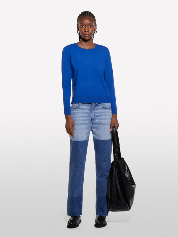 Blue crew neck sweater - women's crew neck sweaters | Sisley