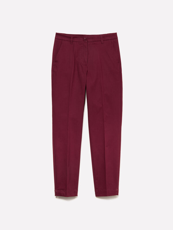 Burgundy slim fit chinos - women's slim fit trousers | Sisley