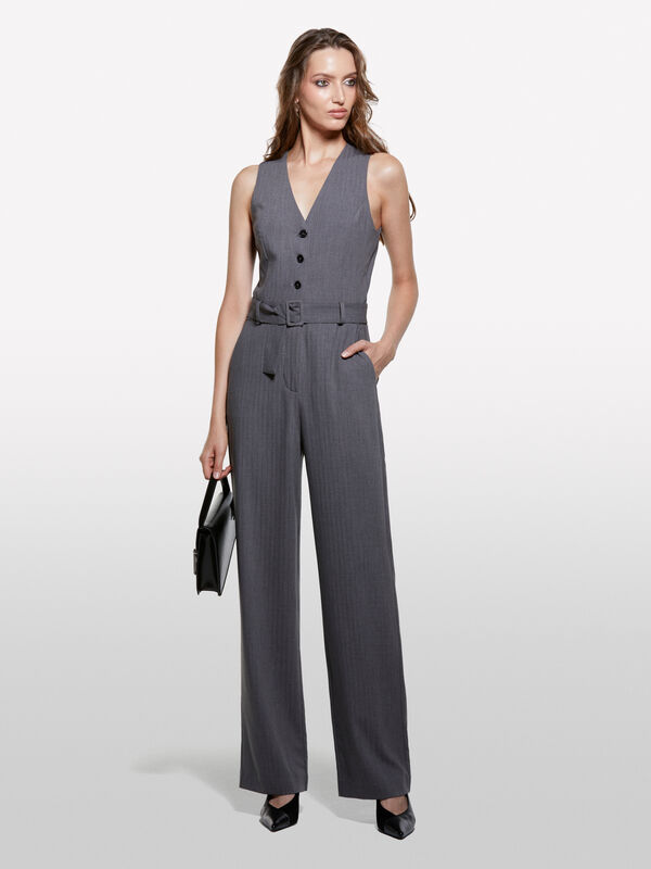 Gray palazzo jumpsuit - women's jumpsuits | Sisley