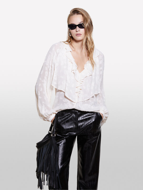 Blouse with rouches and frills - women's blouses | Sisley