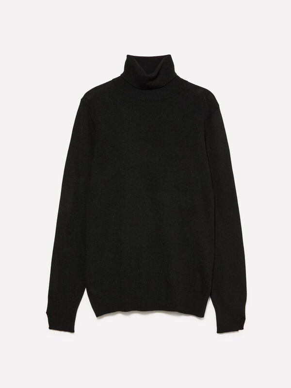 Black turtleneck sweater - women's high neck sweaters | Sisley