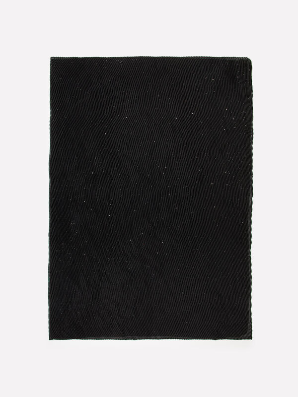Black scarf with glittered pleat - women's scarves and foulards | Sisley