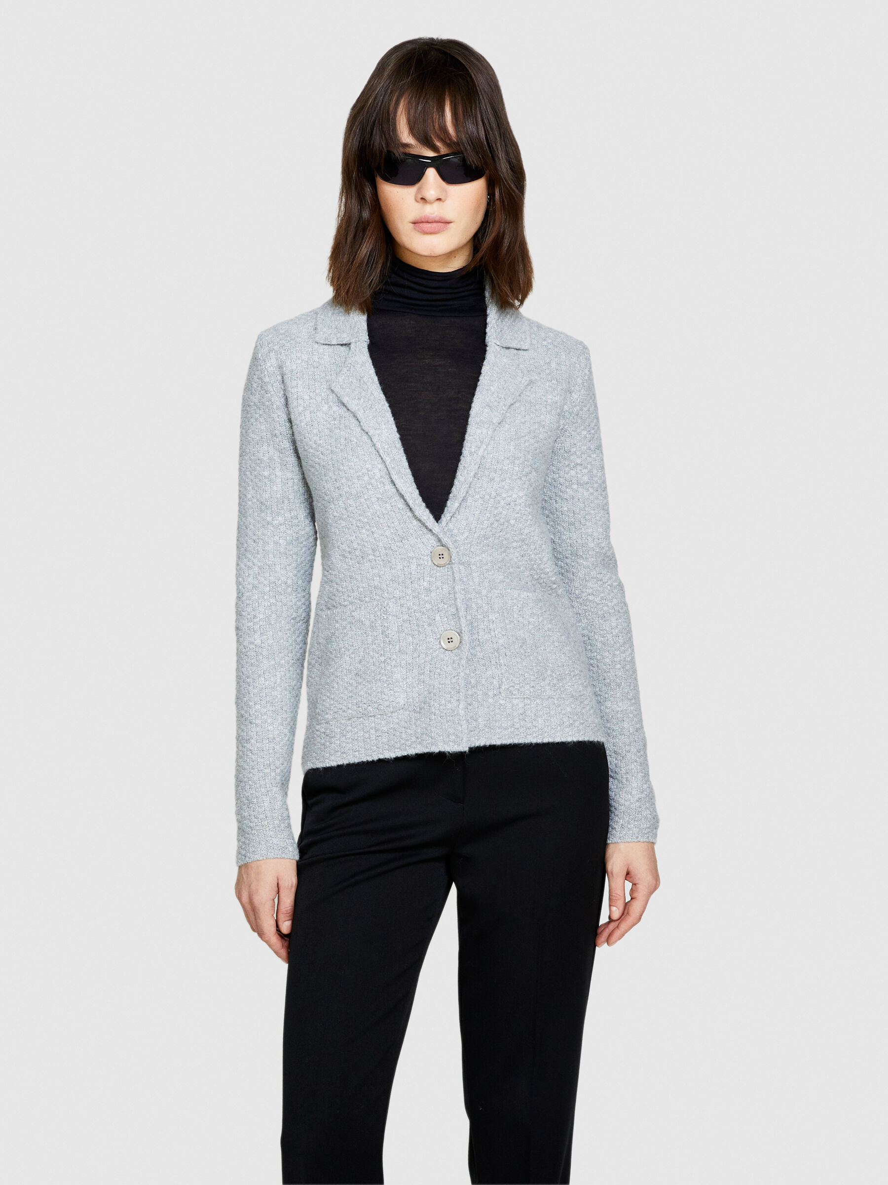 Gray hot sale knit blazer
