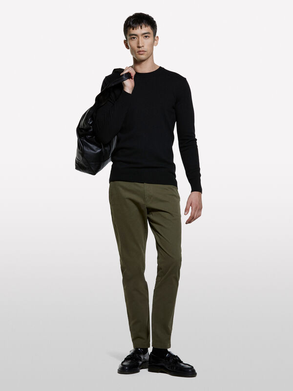 Olive green chinos - men's chino trousers | Sisley