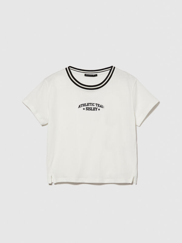 T-shirt with embroidery - girls' short sleeve t-shirts | Sisley Young