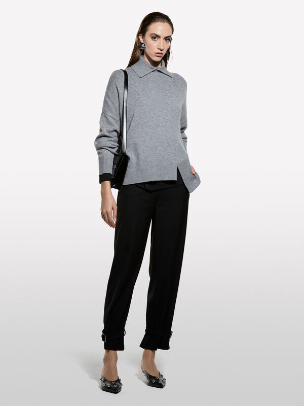 Trousers with buckles - women's regular fit trousers | Sisley