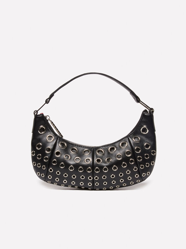 Black bag with eyelets - women's shoulder and crossbody bags | Sisley