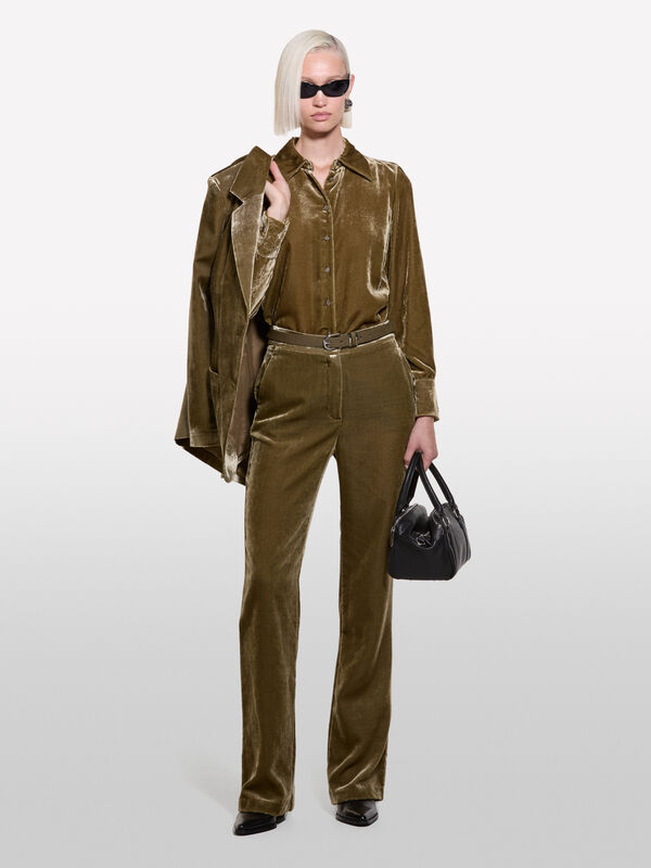 Brown velvet shirt - women's shirts | Sisley