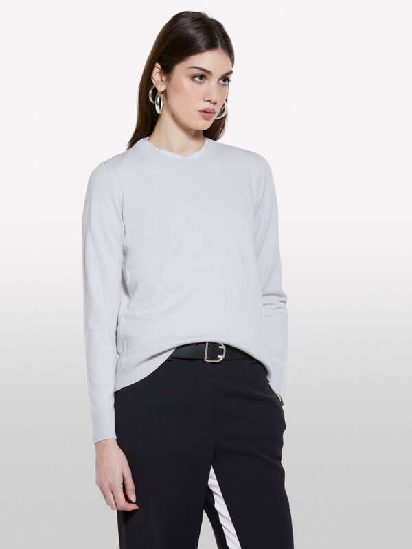 Light gray crew neck sweater - women's crew neck sweaters | Sisley