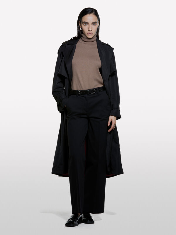 Brown regular fit turtleneck - women's high neck sweaters | Sisley