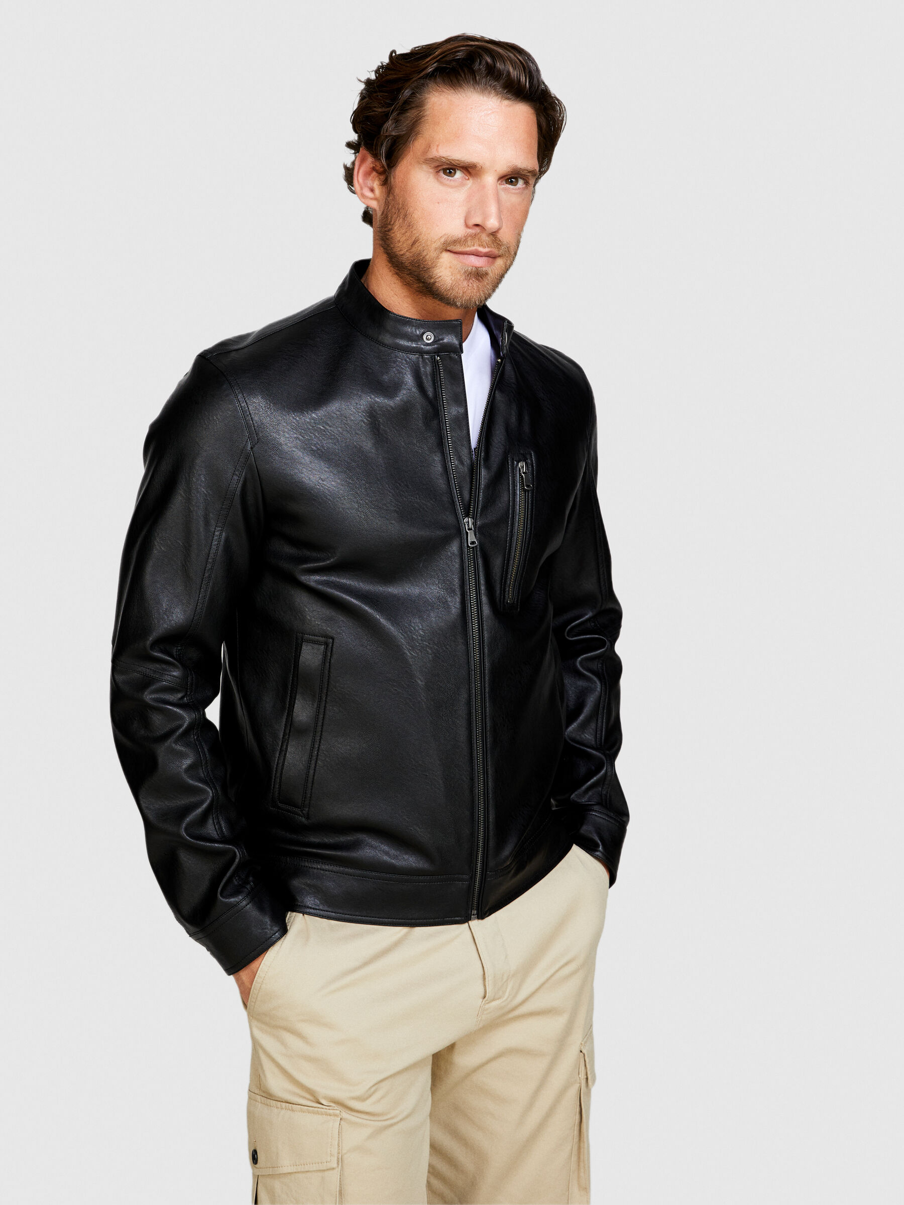 Sisley leather deals jacket