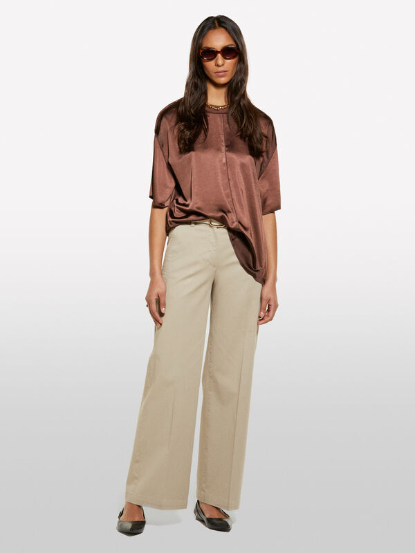 Beige wide leg trousers - women's palazzo trousers | Sisley
