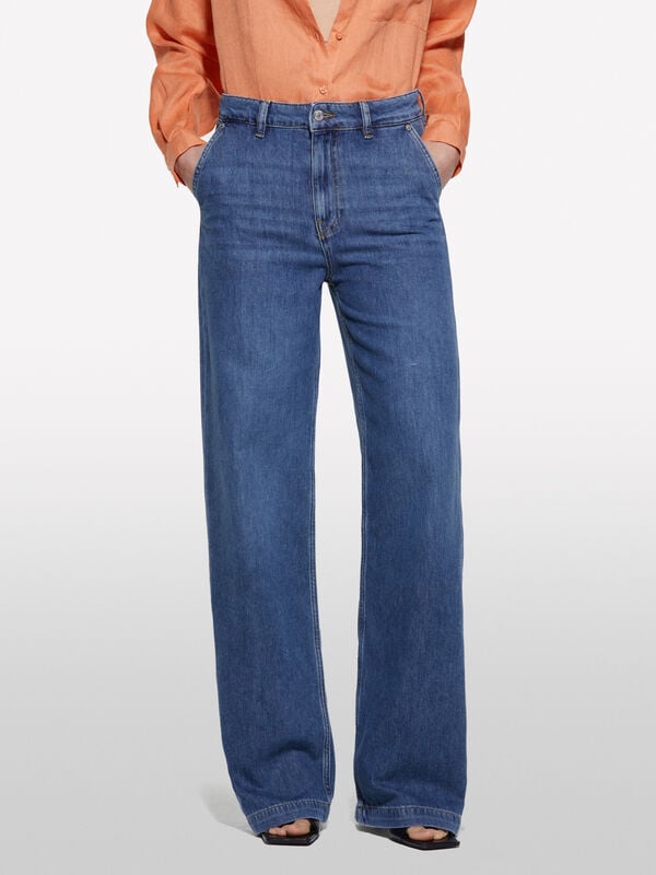 Dark wide fit jeans - women's palazzo jeans | Sisley