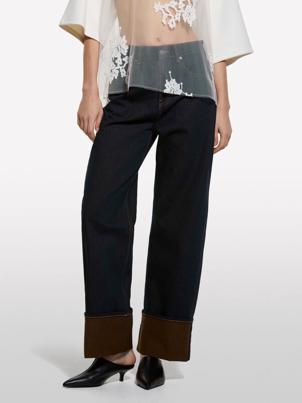 Jeans with cuffs - women's palazzo jeans | Sisley