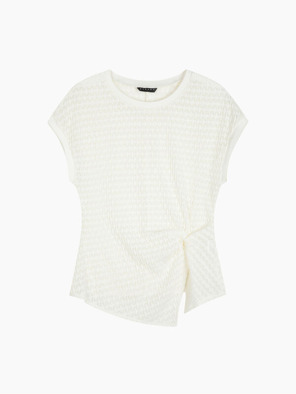 White sweater with knot - sisley k crew neck sweaters | Sisley K