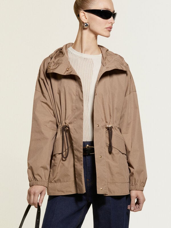 Brown short parka with hood - women's jackets | Sisley