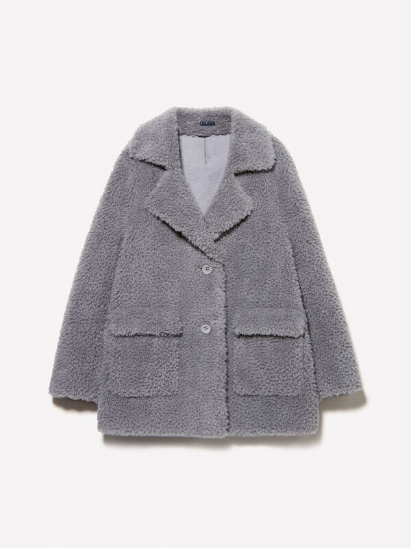 Gray teddy coat - women's coats | Sisley