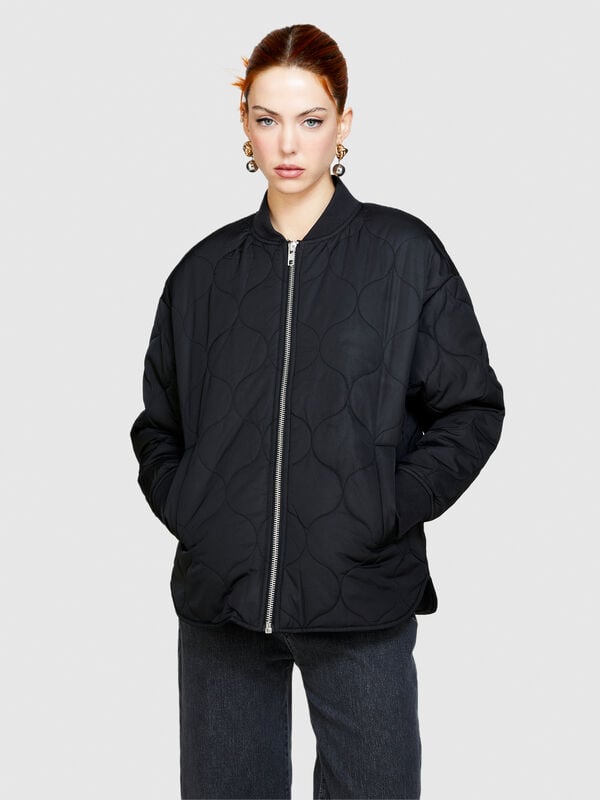 Oversized fit padded bomber jacket - women's puffer jackets and coats | Sisley
