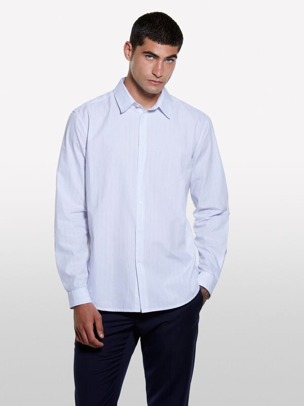 White yarn dyed shirt  - men's regular fit shirts | Sisley