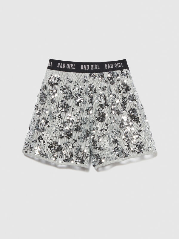 Shorts with mesh and sequins - girls' shorts | Sisley Young