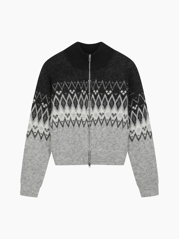Jacquard cardigan with zip - sisley k cardigan | Sisley K