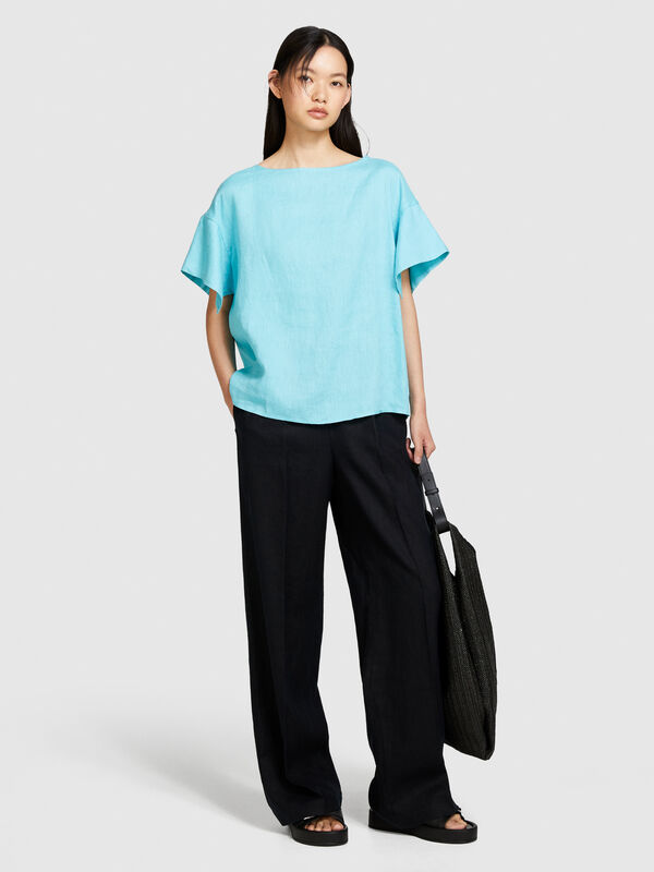 Blouse in 100% linen - women's blouses | Sisley