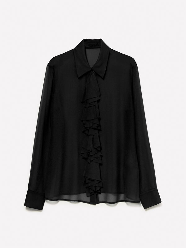 Black shirt with rouches - women's shirts | Sisley