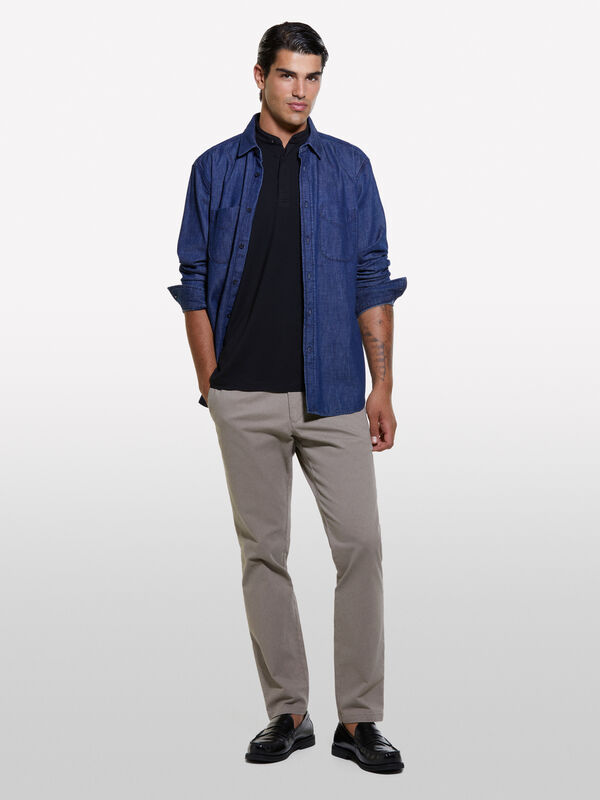 Brown vintage look trousers - men's slim fit trousers | Sisley