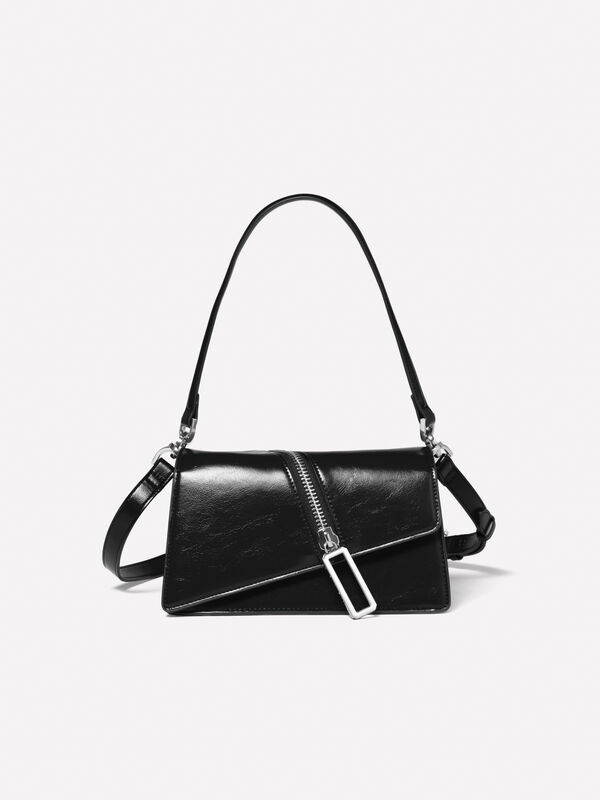 Black bag with zipper - women's shoulder and crossbody bags | Sisley