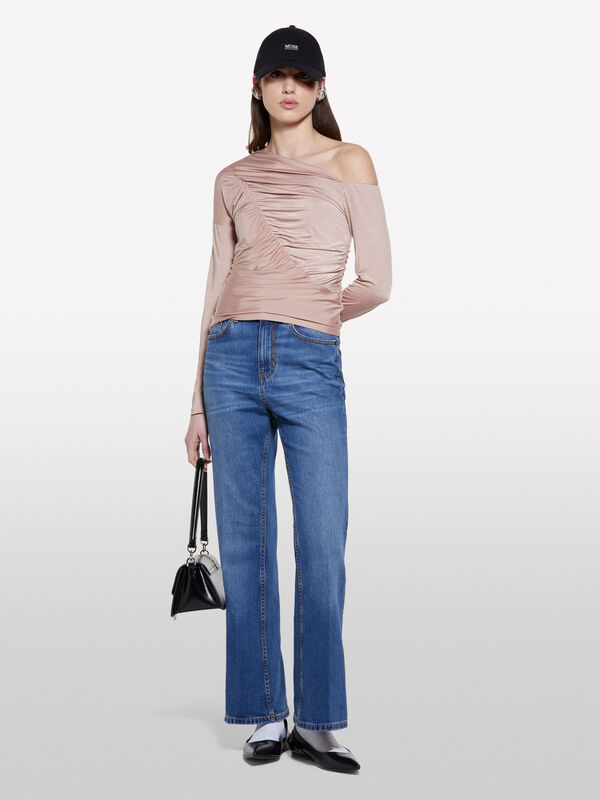 Brown t-shirt with rouching - women's tops | Sisley