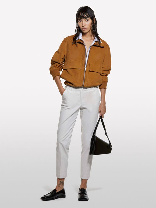 Light beige slim fit chinos - women's slim fit trousers | Sisley