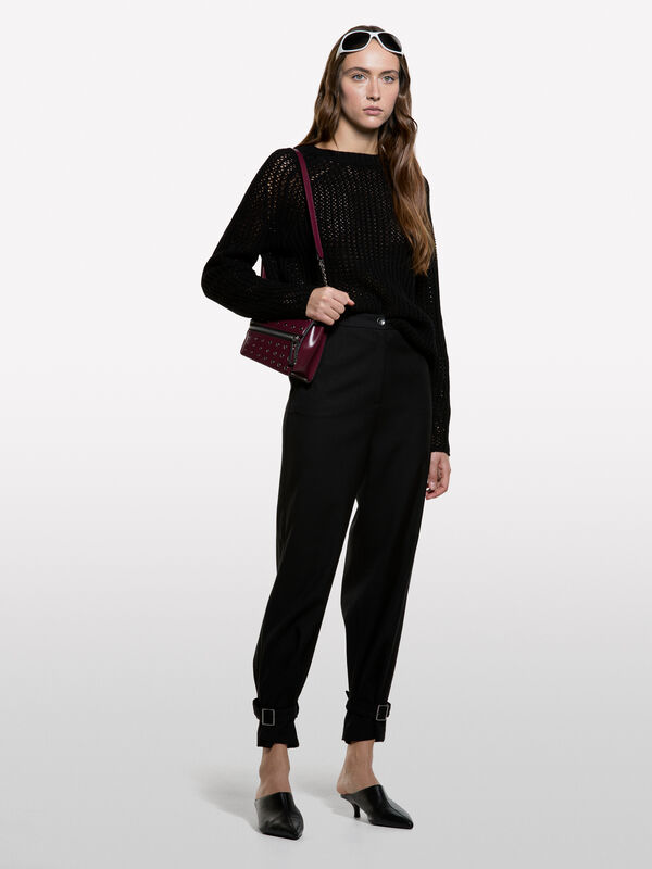 Open-knit crew neck sweater - women's crew neck sweaters | Sisley