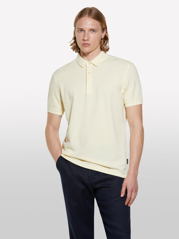 Cream 100% cotton polo - men's polos | Sisley